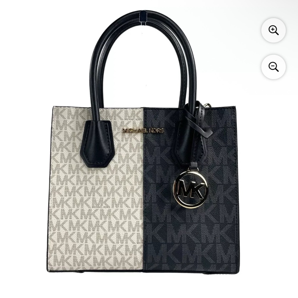 Michael Kors Mercer Black and Cream Satchel